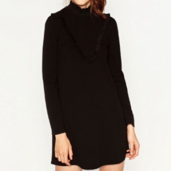 dress with ruffle neckline zara